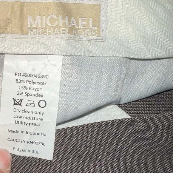 Michael Michael Kors Pants Mens 33x30 Brown Straight Fit Dress Office Casual‎ - Picture 3 of 5
